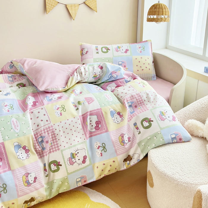 91家纺网 家纺一手货源 找家纺 鱼宝2026新款全棉幼儿园套件--萌趣系列 甜心猫咪