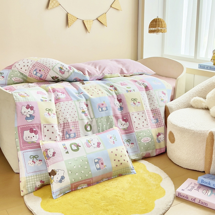 91家纺网 家纺一手货源 找家纺 鱼宝2026新款全棉幼儿园套件--萌趣系列 甜心猫咪