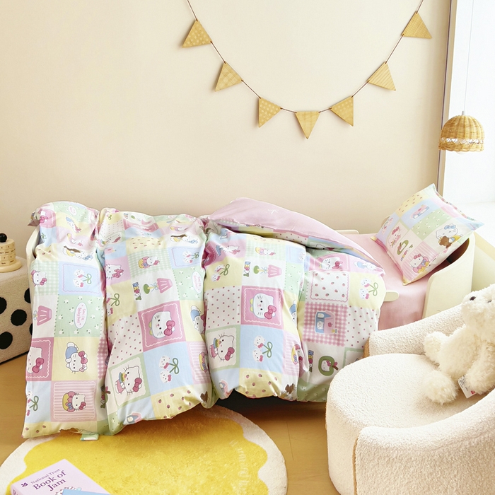 91家纺网 家纺一手货源 找家纺 鱼宝2026新款全棉幼儿园套件--萌趣系列 甜心猫咪