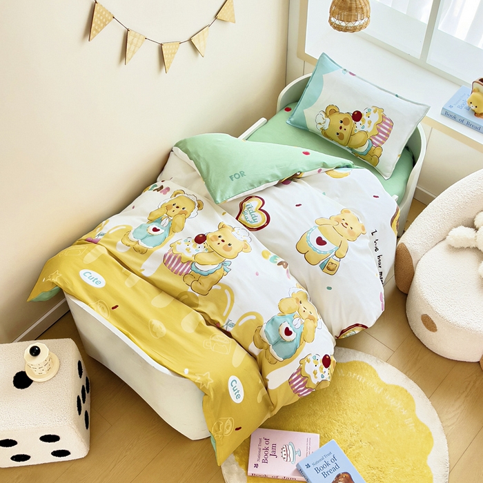 91家纺网 家纺一手货源 找家纺 鱼宝2026新款全棉幼儿园套件--萌趣系列 雪芙奶糕