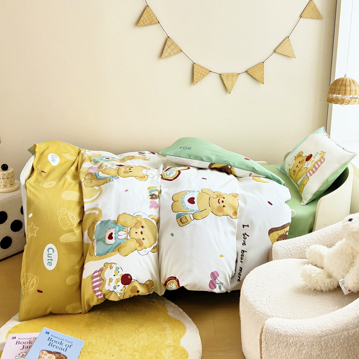 91家纺网 家纺一手货源 找家纺 鱼宝2026新款全棉幼儿园套件--萌趣系列 雪芙奶糕