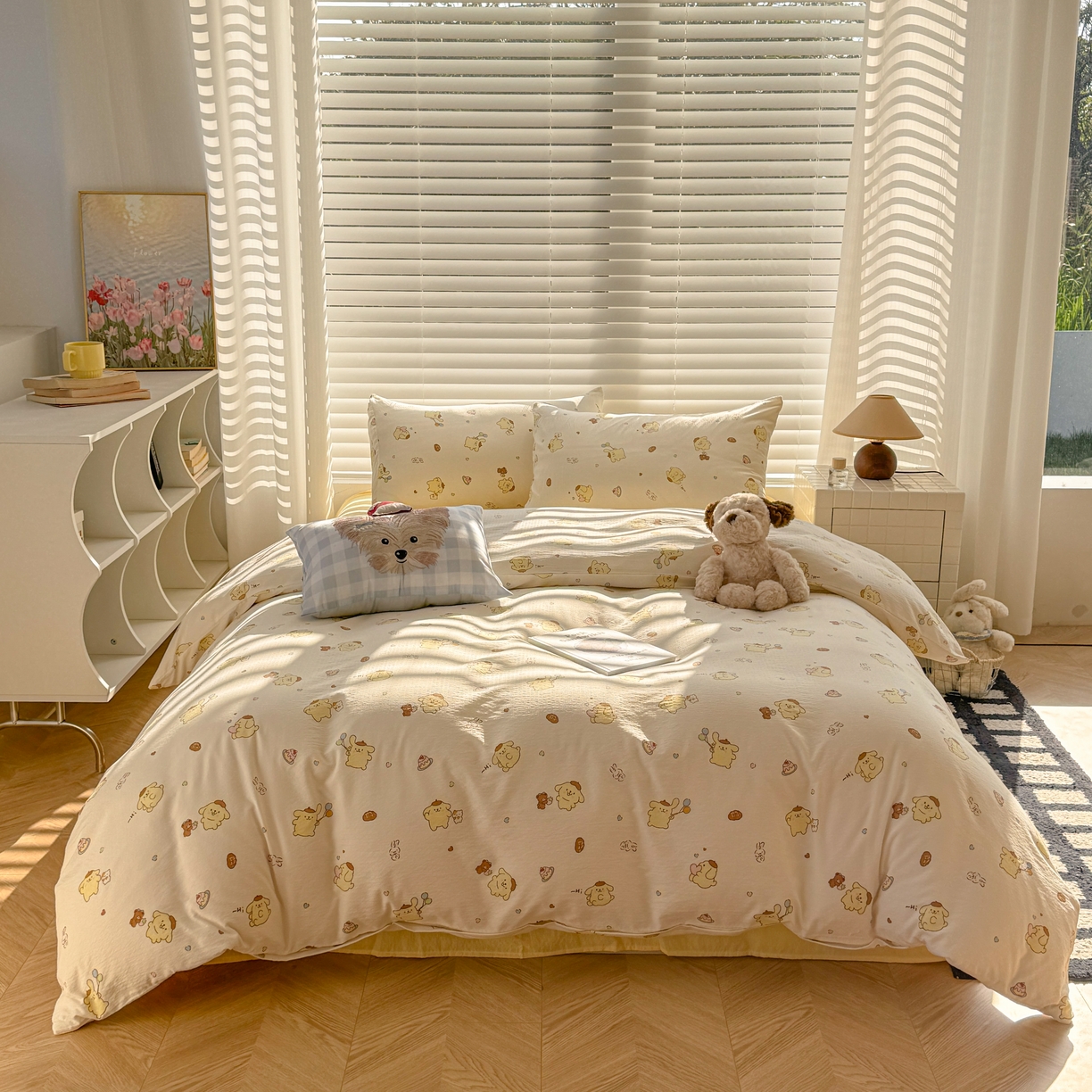 91家纺网 家纺一手货源 找家纺 繁花2025新款学生季第二波木棉水洗棉四件套三件套跑量款 元气布丁