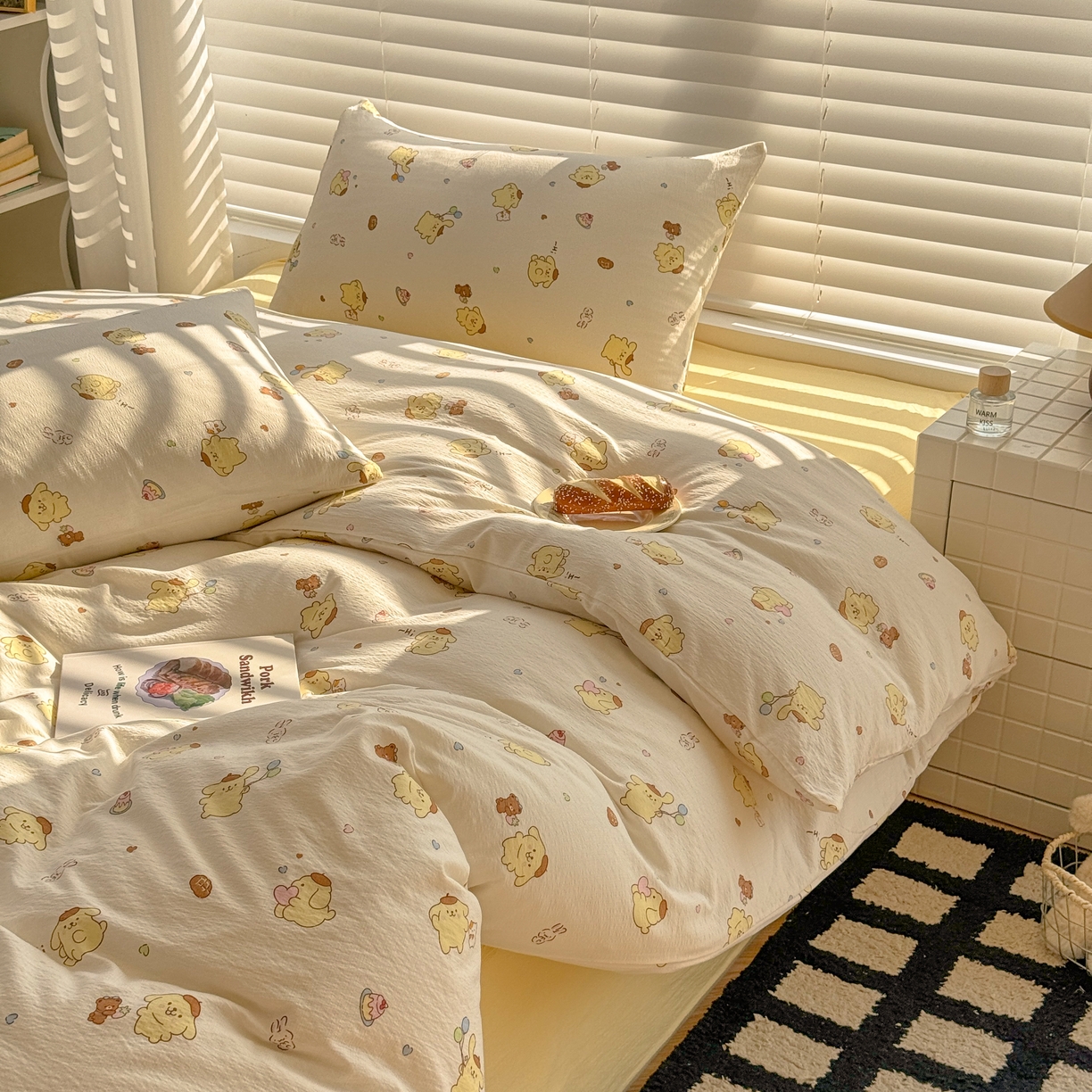 91家纺网 家纺一手货源 找家纺 繁花2025新款学生季第二波木棉水洗棉四件套三件套跑量款 元气布丁