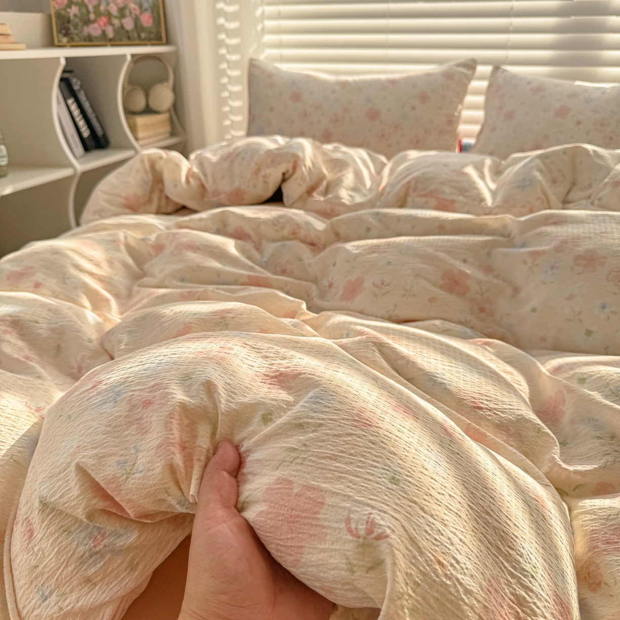 91家纺网 家纺一手货源 找家纺 繁花2025新款学生季第二波木棉水洗棉四件套三件套跑量款 茱丽叶