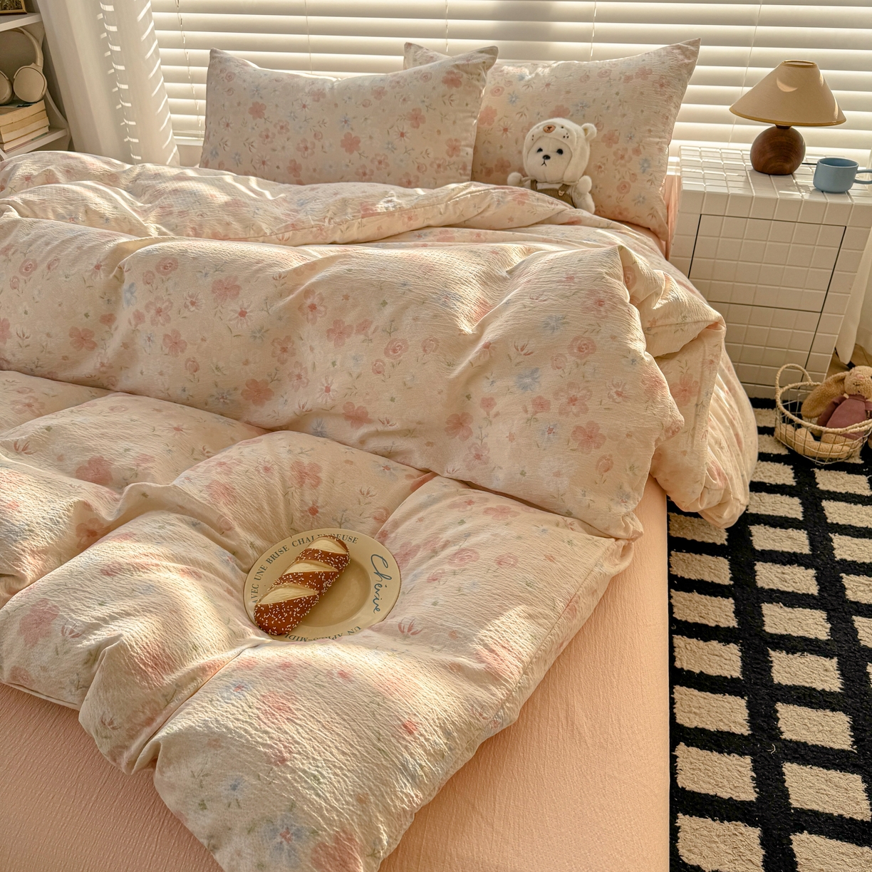 91家纺网 家纺一手货源 找家纺 繁花2025新款学生季第二波木棉水洗棉四件套三件套跑量款 茱丽叶