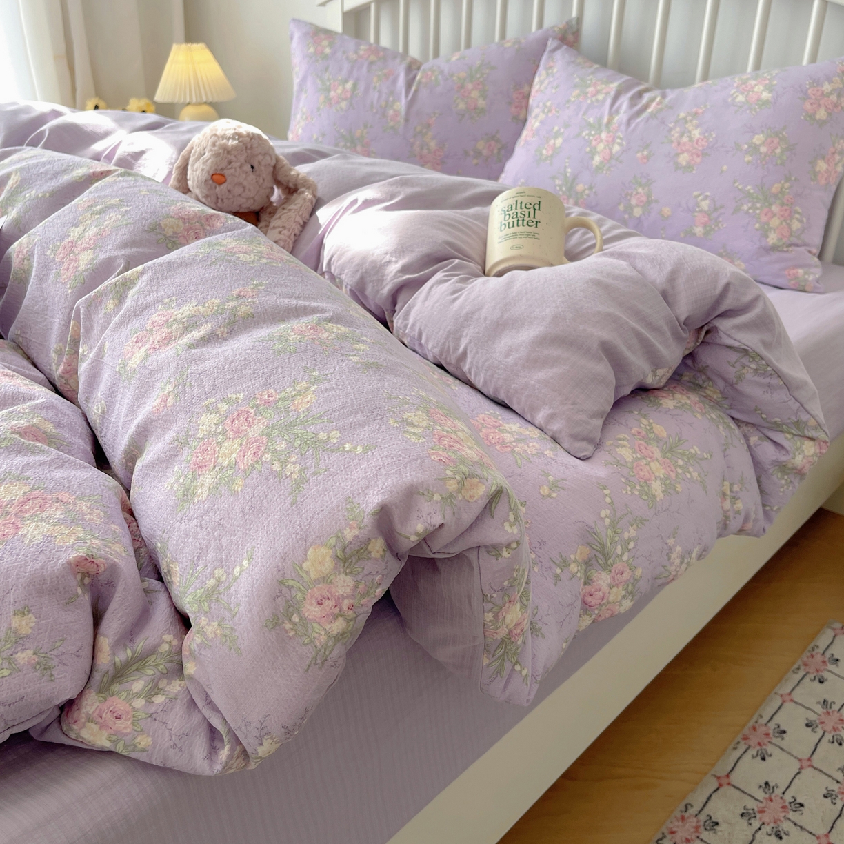 繁花2025新款学生季第二波木棉水洗棉四件套三件套跑量款 紫黛花