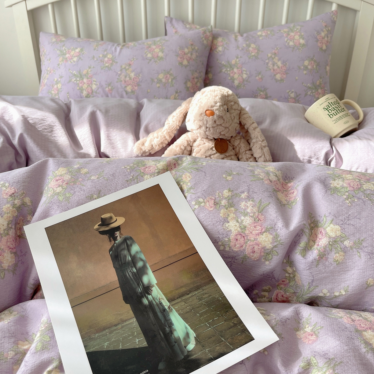 91家纺网 家纺一手货源 找家纺 繁花2025新款学生季第二波木棉水洗棉四件套三件套跑量款 紫黛花