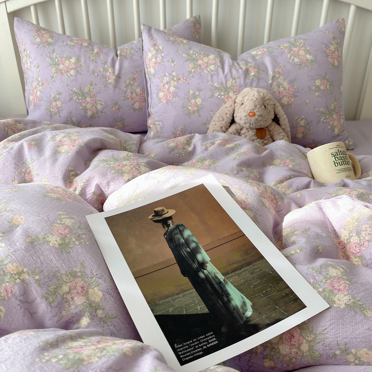 91家纺网 家纺一手货源 找家纺 繁花2025新款学生季第二波木棉水洗棉四件套三件套跑量款 紫黛花