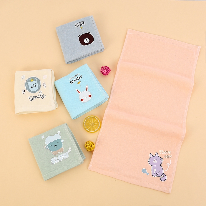 娇兰毛巾 2025新款7A抗菌童趣方巾童巾 浅蓝-方巾 25*25cm/条
