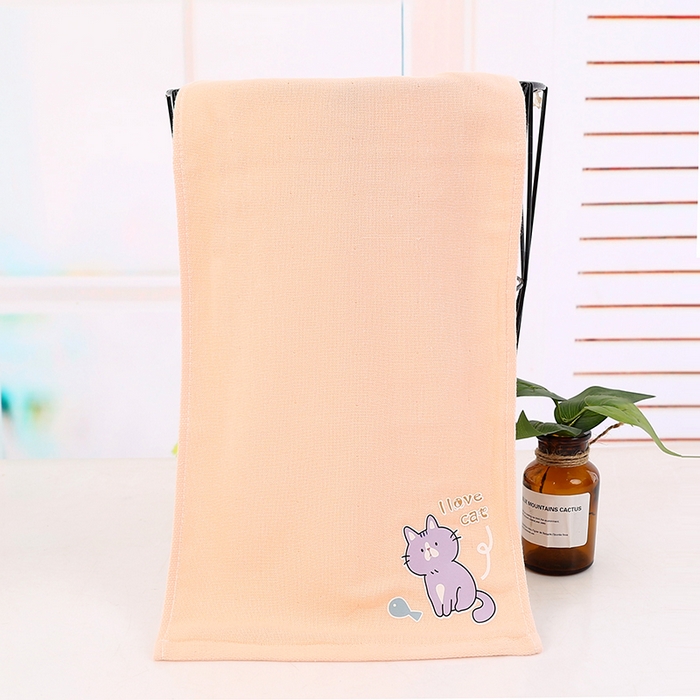 嬌蘭毛巾 2025新款7A抗菌童趣方巾童巾 淺橙-童巾 50*25cm/條