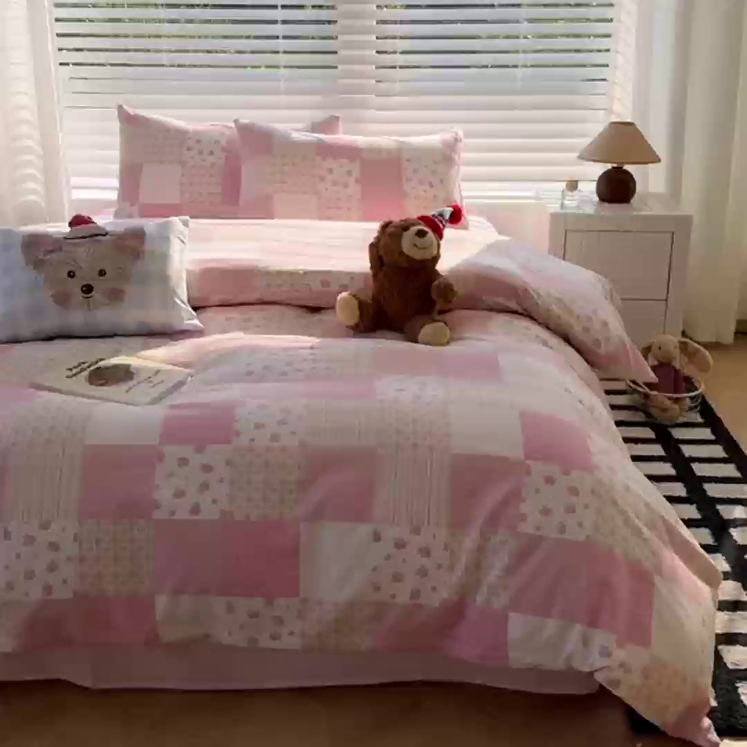 91家纺网 家纺一手货源 找家纺 繁花2025新款学生季第二波木棉水洗棉四件套三件套跑量款 怦然心动