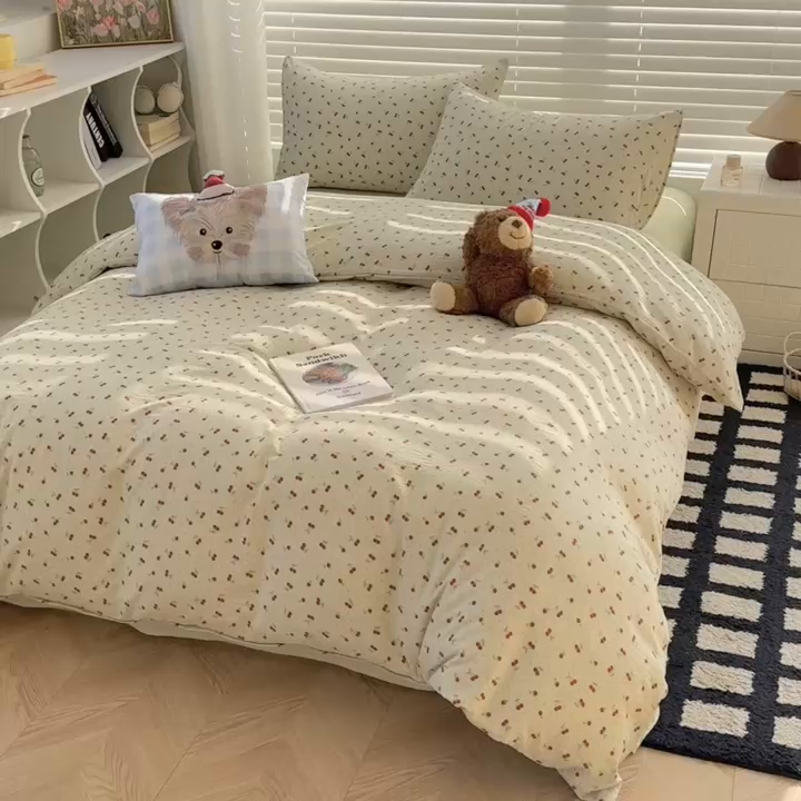 91家纺网 家纺一手货源 找家纺 繁花2025新款学生季第二波木棉水洗棉四件套三件套跑量款 情  书