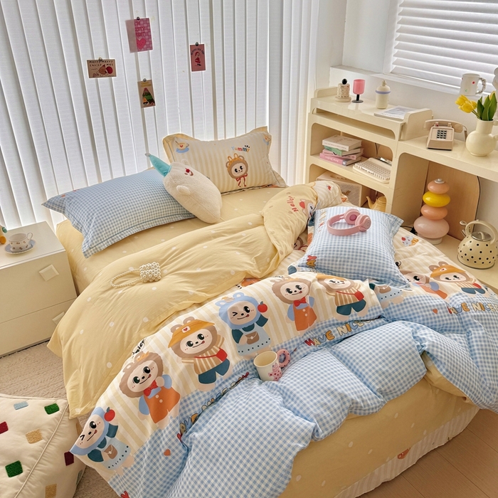 91家纺网 家纺一手货源 找家纺 于果 2024新款全棉13370四件套（9） 潮流玩伴