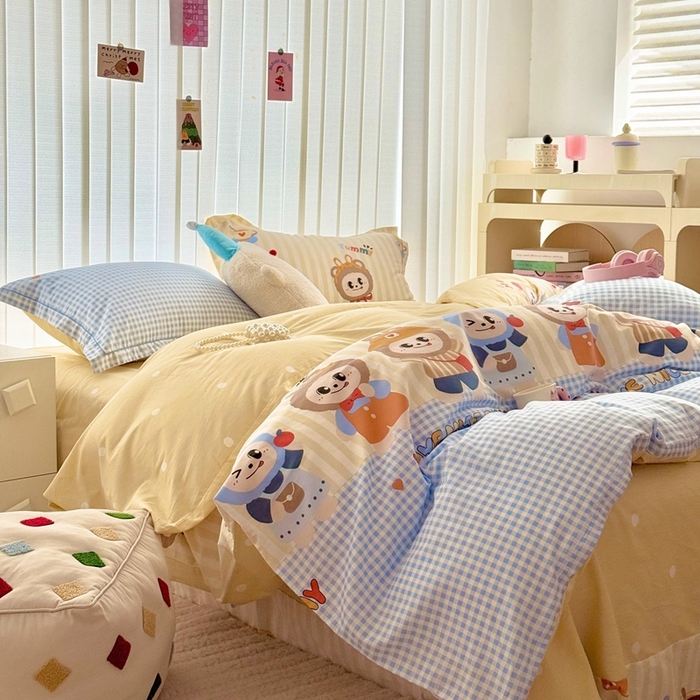 91家纺网 家纺一手货源 找家纺 于果 2024新款全棉13370四件套（9） 潮流玩伴