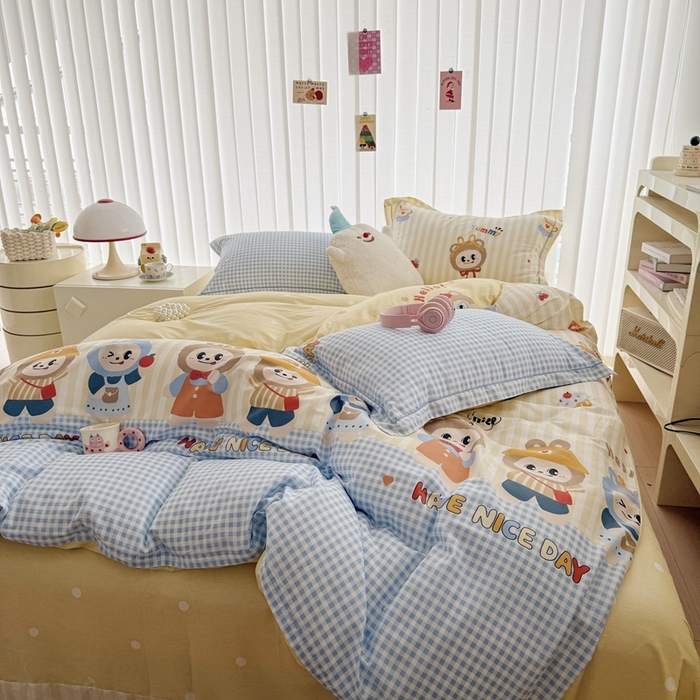 91家纺网 家纺一手货源 找家纺 于果 2024新款全棉13370四件套（9） 潮流玩伴