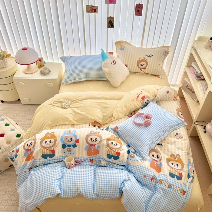 91家纺网 家纺一手货源 找家纺 于果 2024新款全棉13370四件套（9） 潮流玩伴