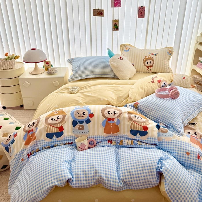 91家纺网 家纺一手货源 找家纺 于果 2024新款全棉13370四件套（9） 潮流玩伴