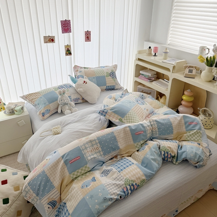 91家纺网 家纺一手货源 找家纺 于果 2024新款全棉13370四件套（9）多多鱼