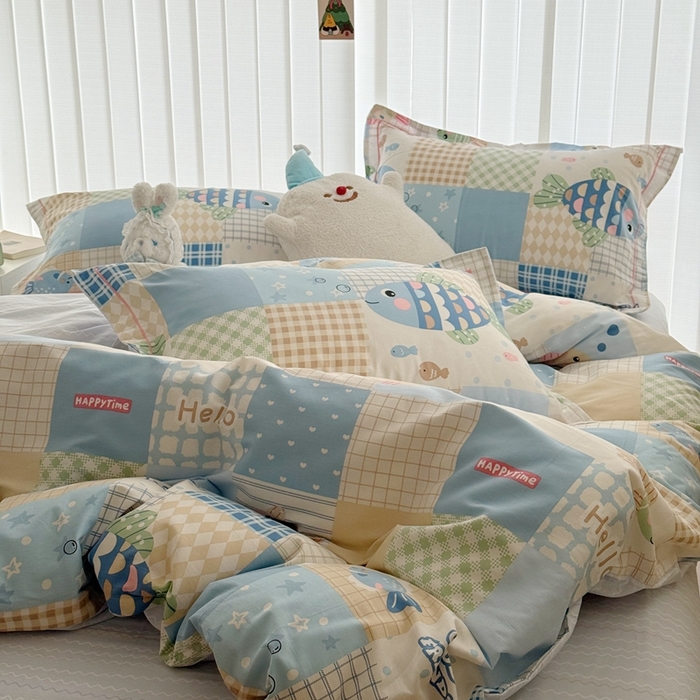 91家纺网 家纺一手货源 找家纺 于果 2024新款全棉13370四件套（9）多多鱼