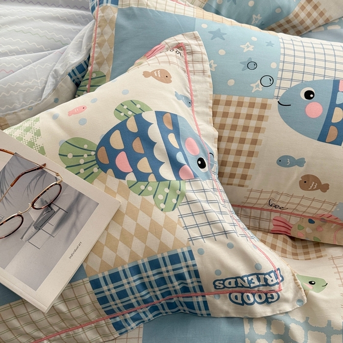 91家纺网 家纺一手货源 找家纺 于果 2024新款全棉13370四件套（9）多多鱼