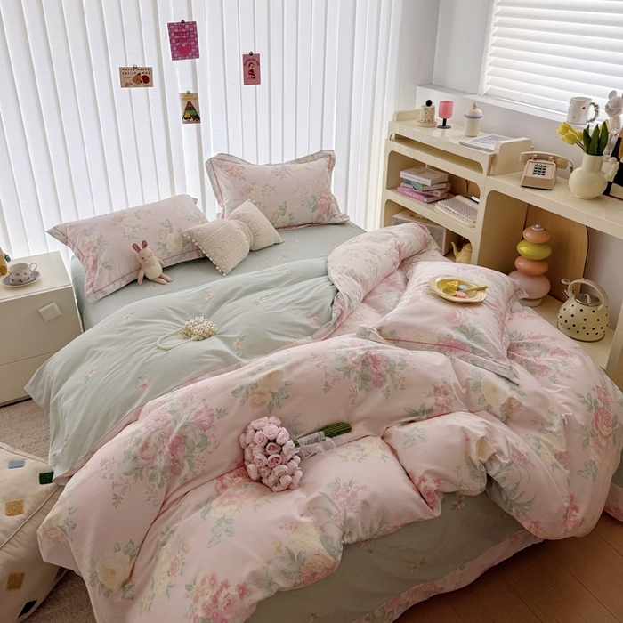 91家纺网 家纺一手货源 找家纺 于果 2024新款全棉13370四件套（9）若影花梦