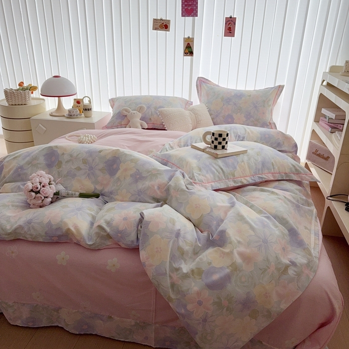 91家纺网 家纺一手货源 找家纺 于果 2024新款全棉13370四件套（9）桃花园