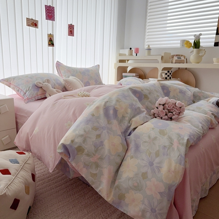 91家纺网 家纺一手货源 找家纺 于果 2024新款全棉13370四件套（9）桃花园