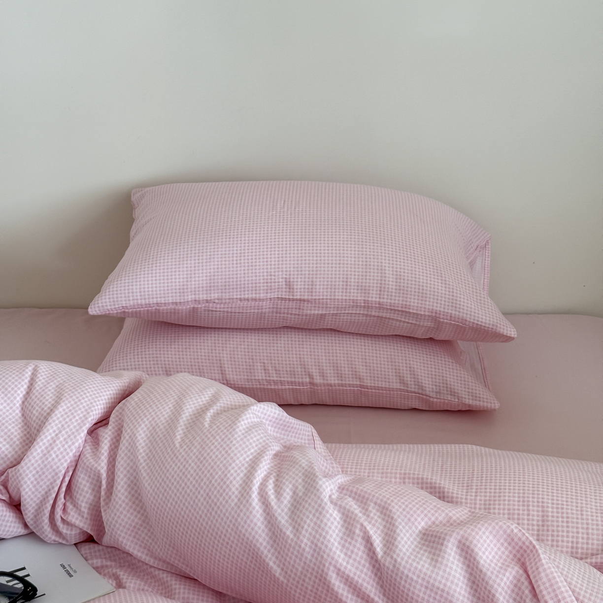 91家纺网 家纺一手货源 找家纺 （总）窝米 2025新品全棉纯棉双层纱简约条格四件套系列第二组