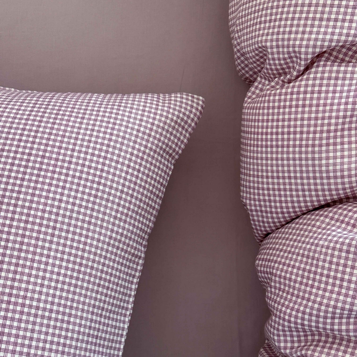 91家纺网 家纺一手货源 找家纺 窝米 2025新品全棉纯棉双层纱简约条格四件套系列第二组 品小格-紫