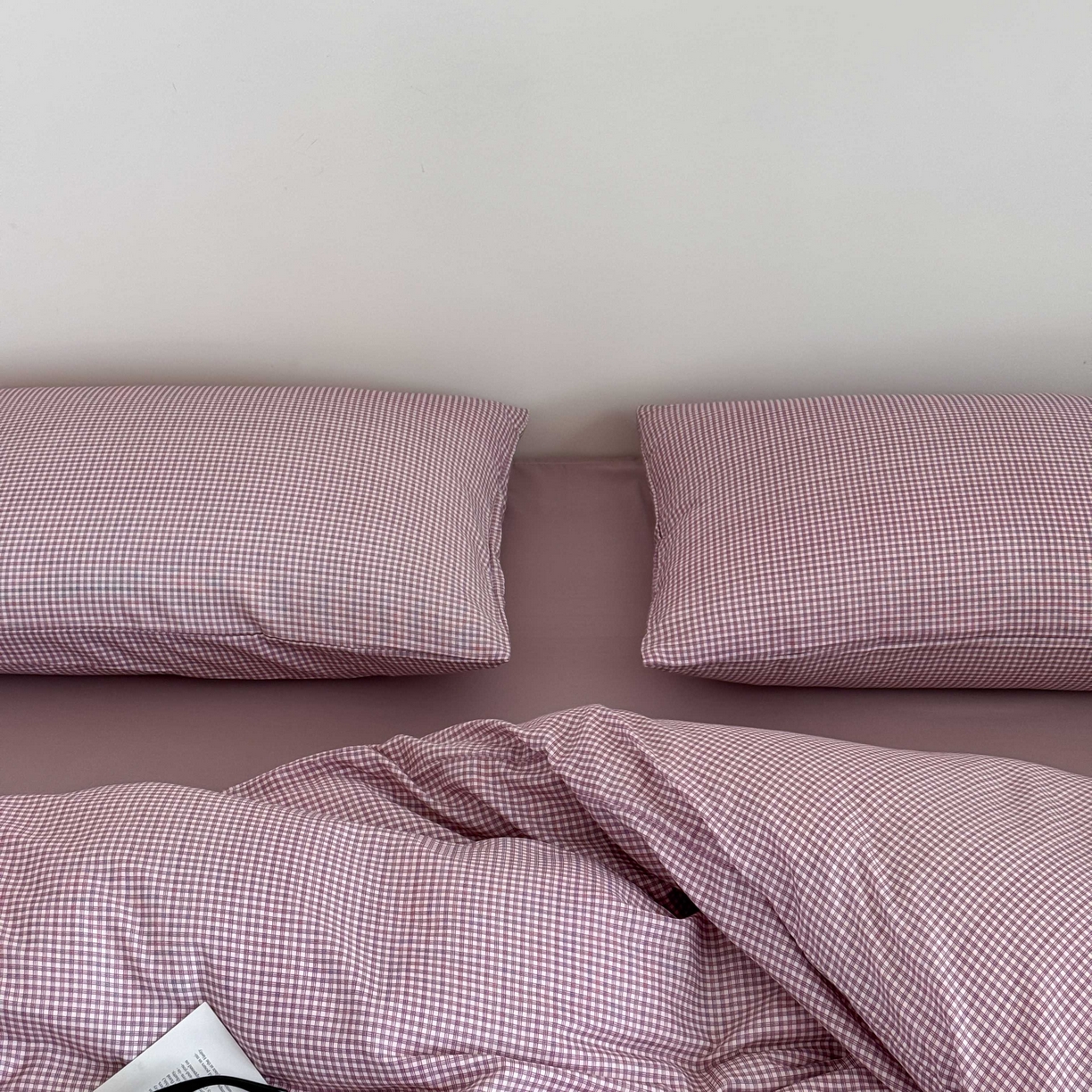 91家纺网 家纺一手货源 找家纺 窝米 2025新品全棉纯棉双层纱简约条格四件套系列第二组 品小格-紫