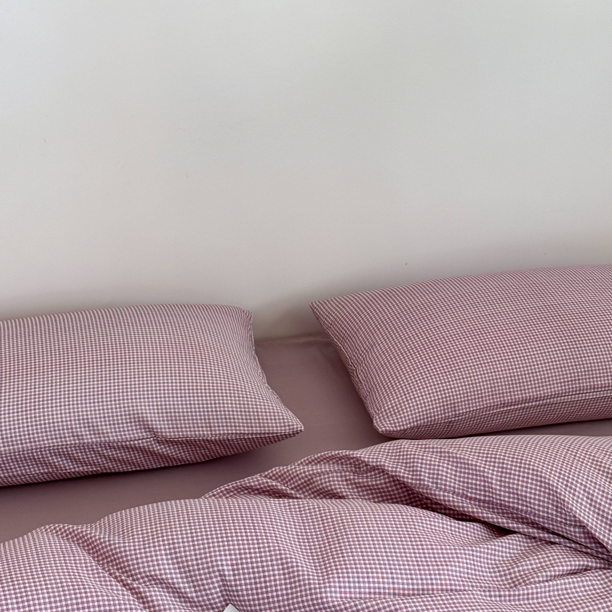 91家纺网 家纺一手货源 找家纺 窝米 2025新品全棉纯棉双层纱简约条格四件套系列第二组 品小格-紫