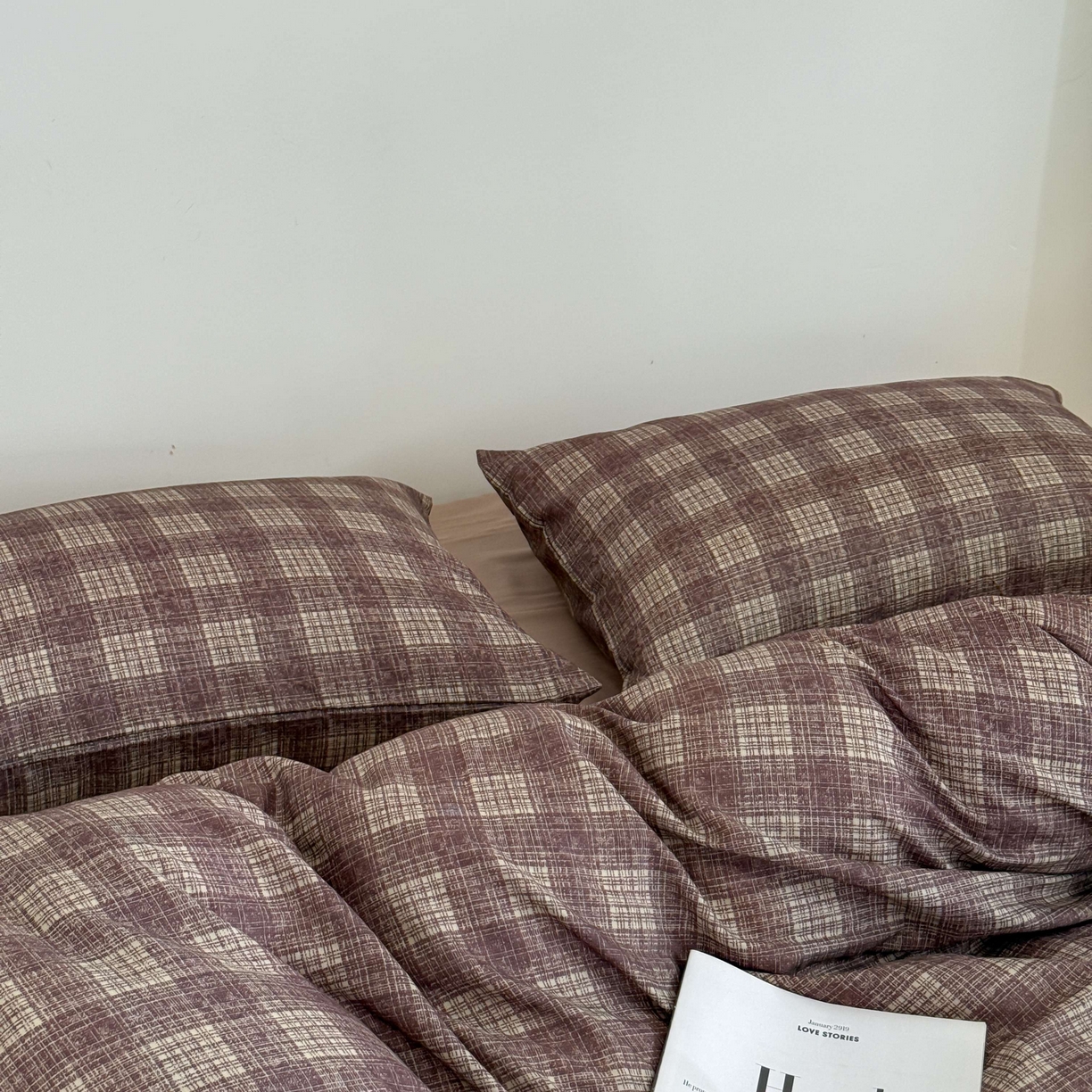 91家纺网 家纺一手货源 找家纺 窝米 2025新品全棉纯棉双层纱简约条格四件套系列第二组 致在-红