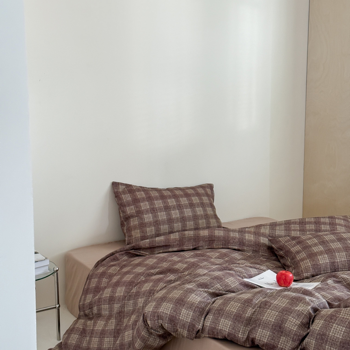 91家纺网 家纺一手货源 找家纺 窝米 2025新品全棉纯棉双层纱简约条格四件套系列第二组 致在-红