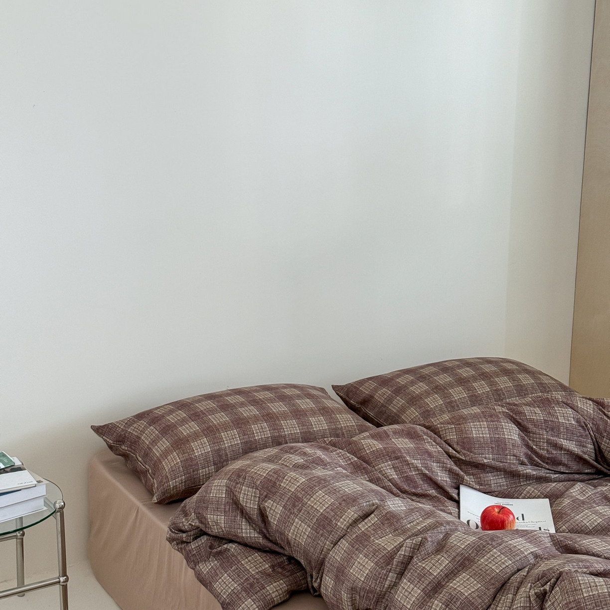 91家纺网 家纺一手货源 找家纺 窝米 2025新品全棉纯棉双层纱简约条格四件套系列第二组 致在-红