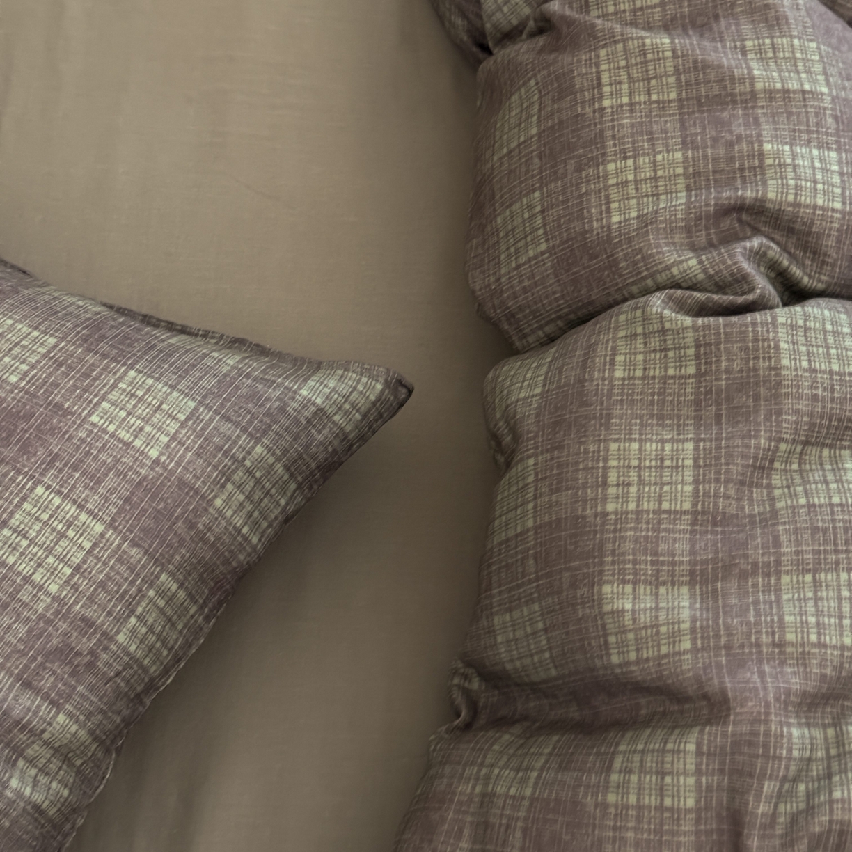 91家纺网 家纺一手货源 找家纺 窝米 2025新品全棉纯棉双层纱简约条格四件套系列第二组 致在-绿