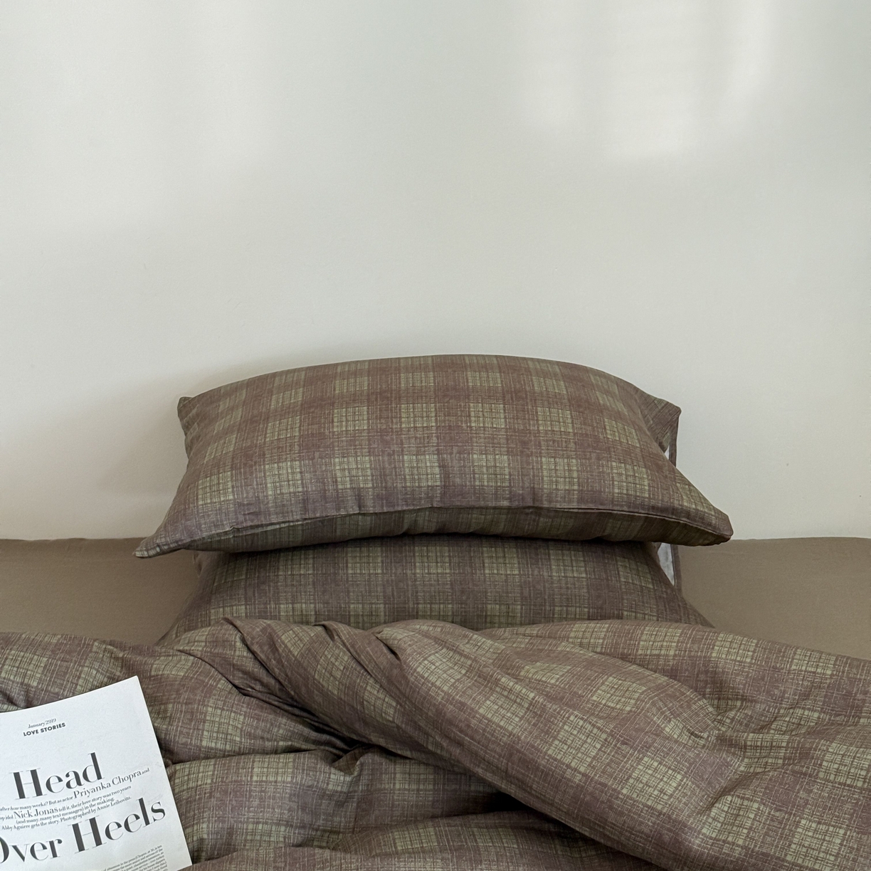 91家纺网 家纺一手货源 找家纺 窝米 2025新品全棉纯棉双层纱简约条格四件套系列第二组 致在-绿