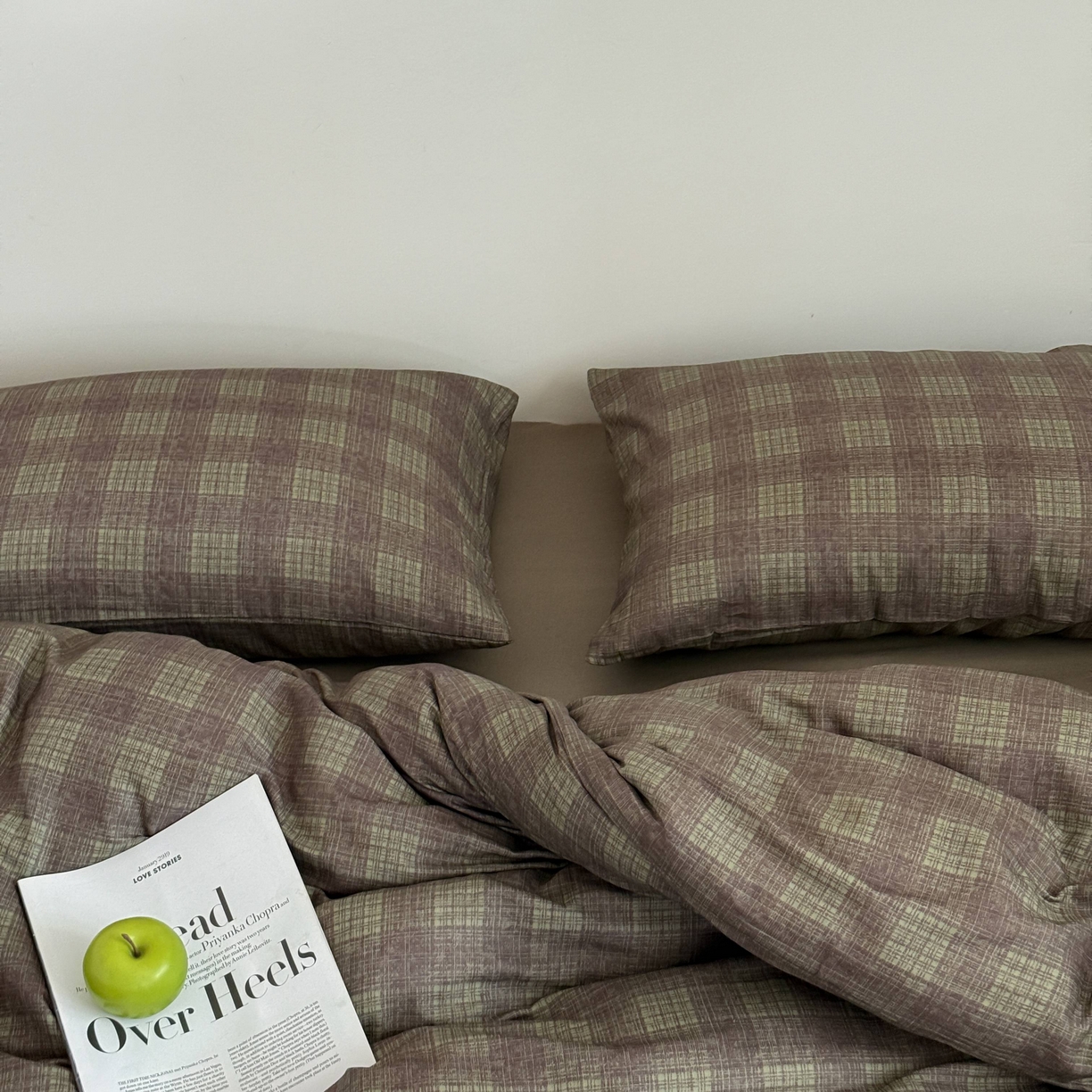 91家纺网 家纺一手货源 找家纺 窝米 2025新品全棉纯棉双层纱简约条格四件套系列第二组 致在-绿