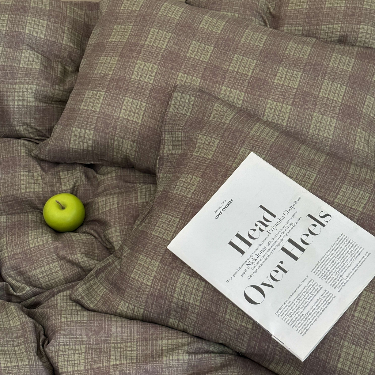 91家纺网 家纺一手货源 找家纺 窝米 2025新品全棉纯棉双层纱简约条格四件套系列第二组 致在-绿