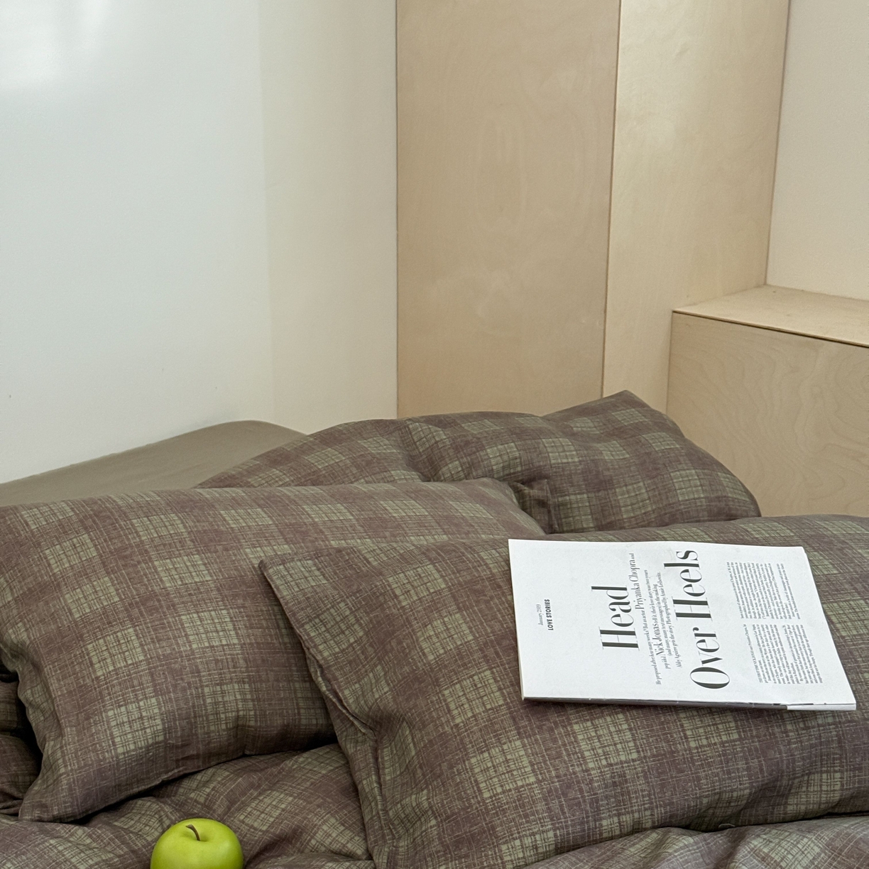 91家纺网 家纺一手货源 找家纺 窝米 2025新品全棉纯棉双层纱简约条格四件套系列第二组 致在-绿