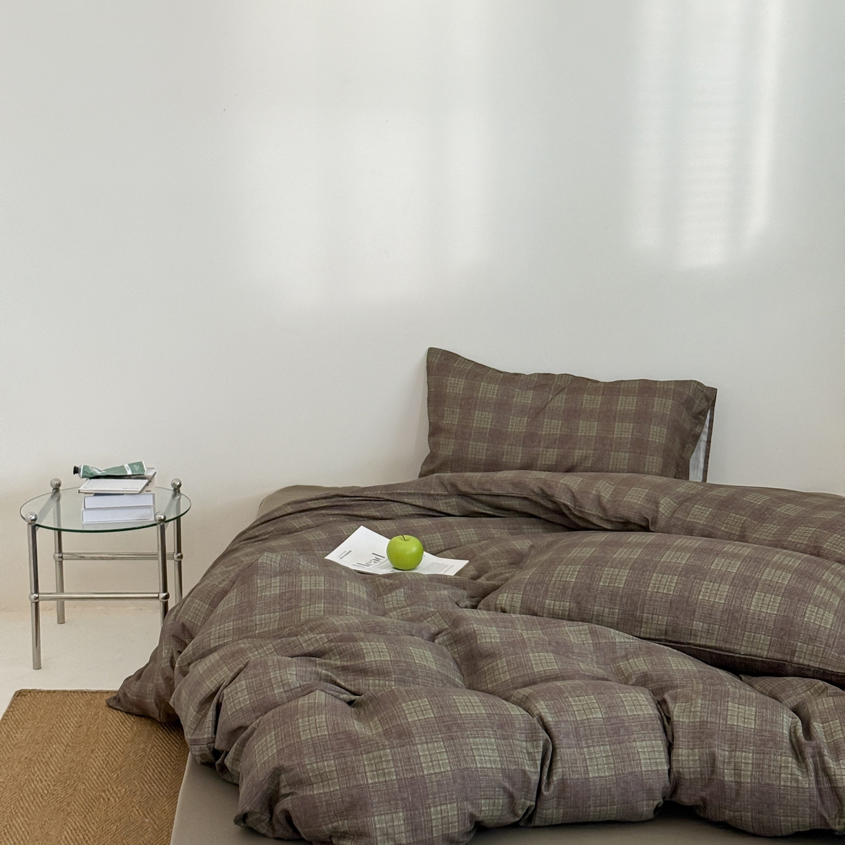 91家纺网 家纺一手货源 找家纺 窝米 2025新品全棉纯棉双层纱简约条格四件套系列第二组 致在-绿