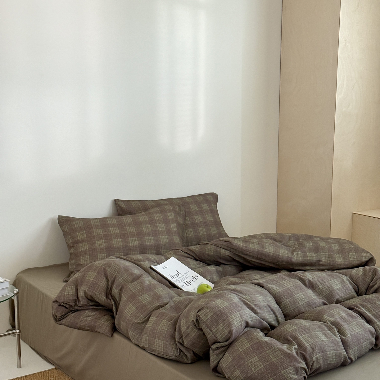 91家纺网 家纺一手货源 找家纺 窝米 2025新品全棉纯棉双层纱简约条格四件套系列第二组 致在-绿