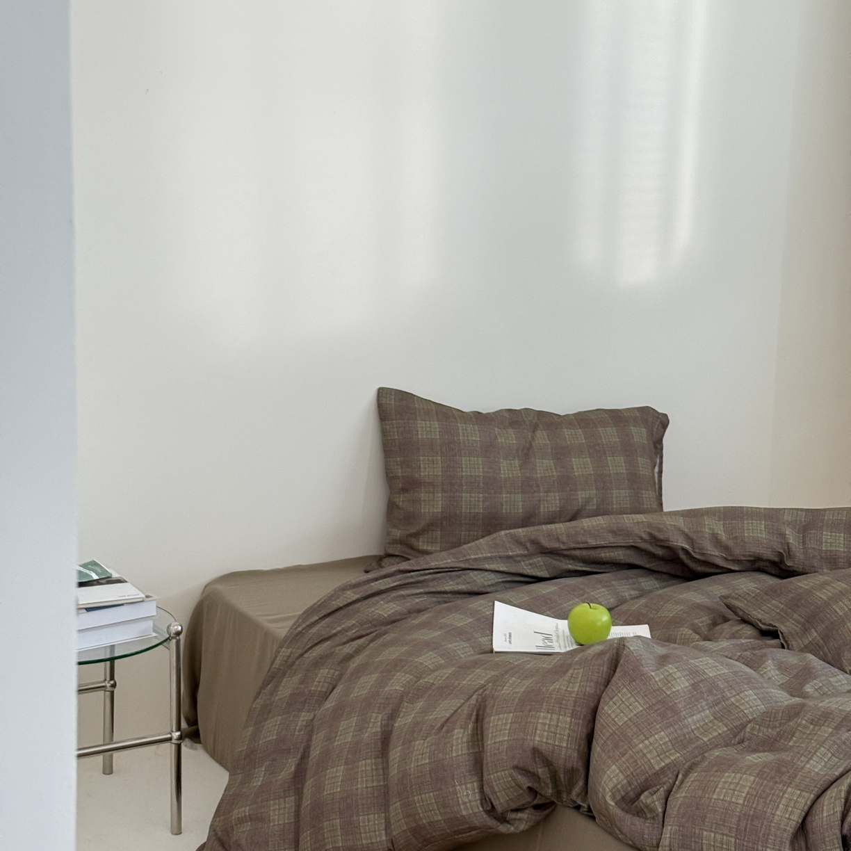 91家纺网 家纺一手货源 找家纺 窝米 2025新品全棉纯棉双层纱简约条格四件套系列第二组 致在-绿