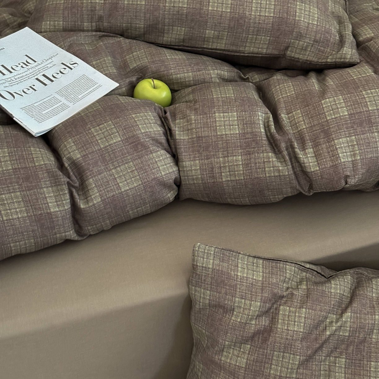 91家纺网 家纺一手货源 找家纺 窝米 2025新品全棉纯棉双层纱简约条格四件套系列第二组 致在-绿