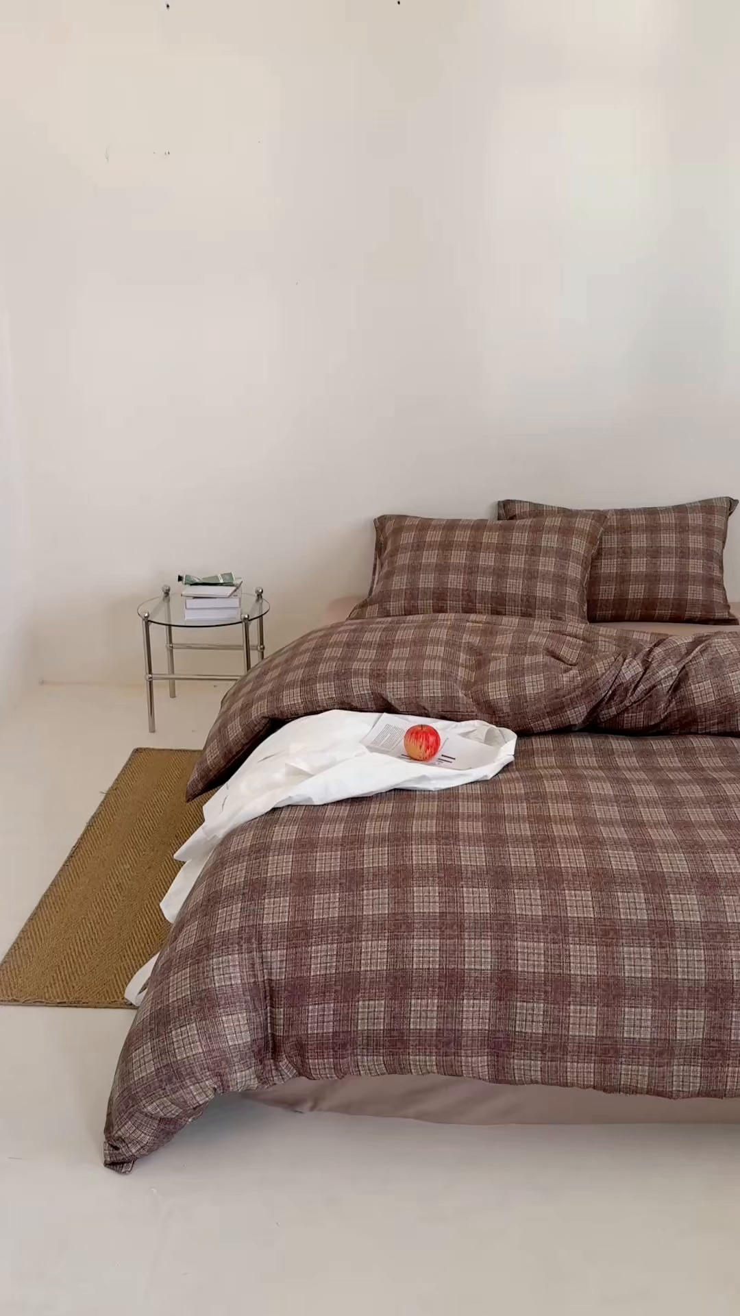 91家纺网 家纺一手货源 找家纺 窝米 2025新品全棉纯棉双层纱简约条格四件套系列第二组 致在-红