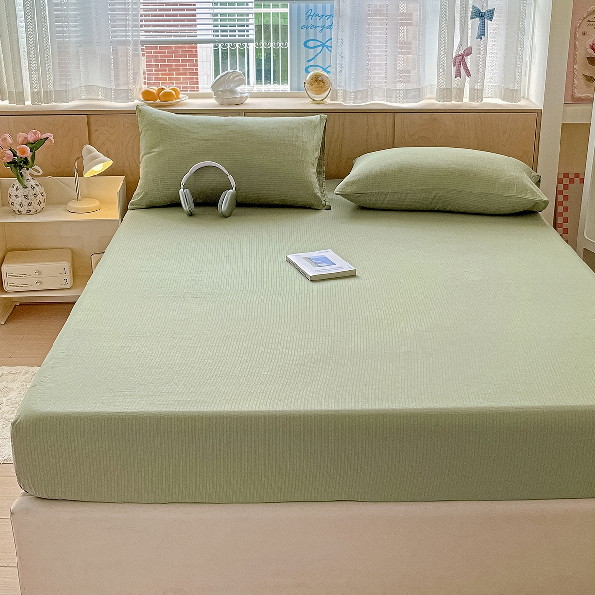 91家纺网 家纺一手货源 找家纺 （总）卡迪熊家纺 2025新款超柔云感双层纱床笠