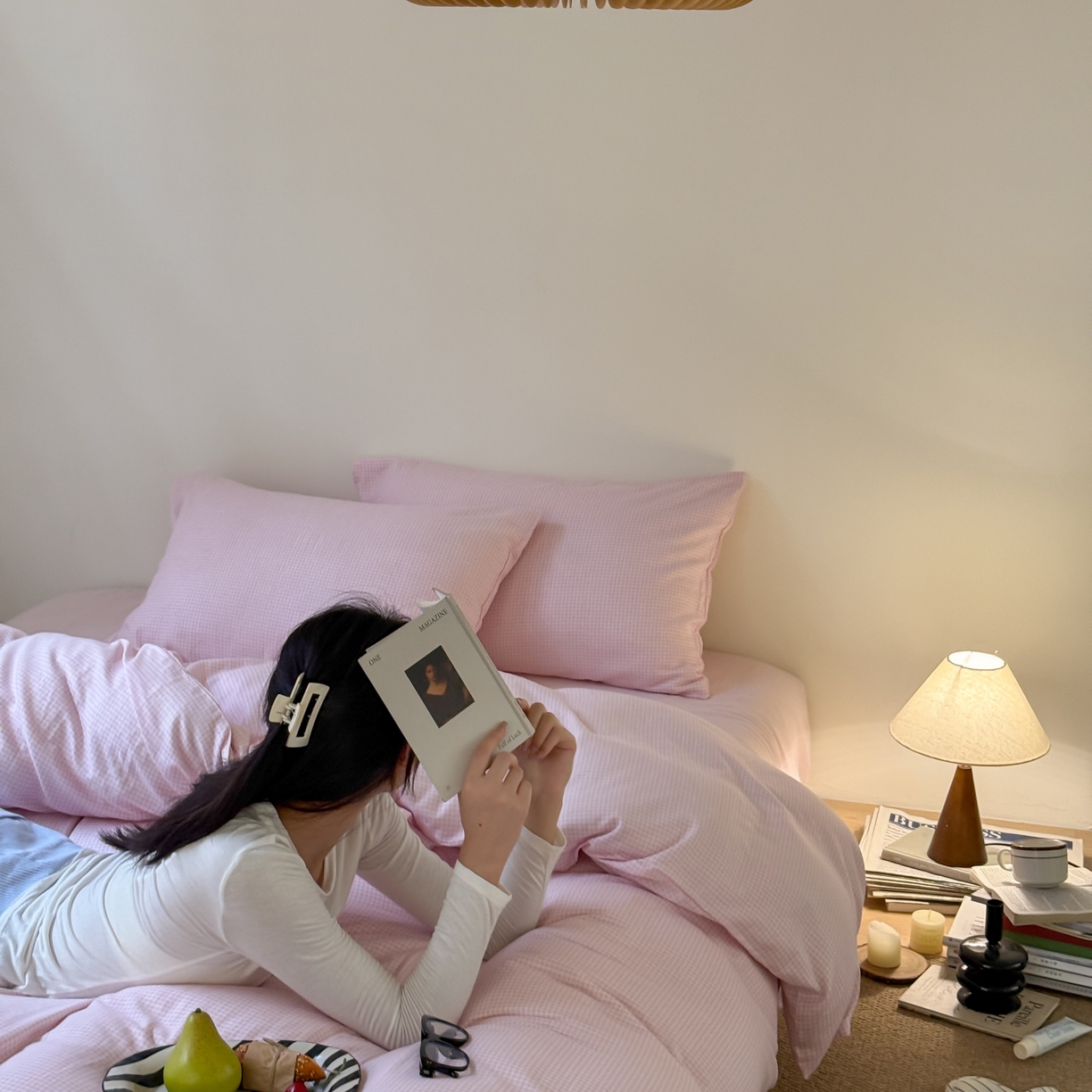 91家纺网 家纺一手货源 找家纺 （总）窝米 2025新品全棉纯棉双层纱简约条格四件套系列第一组