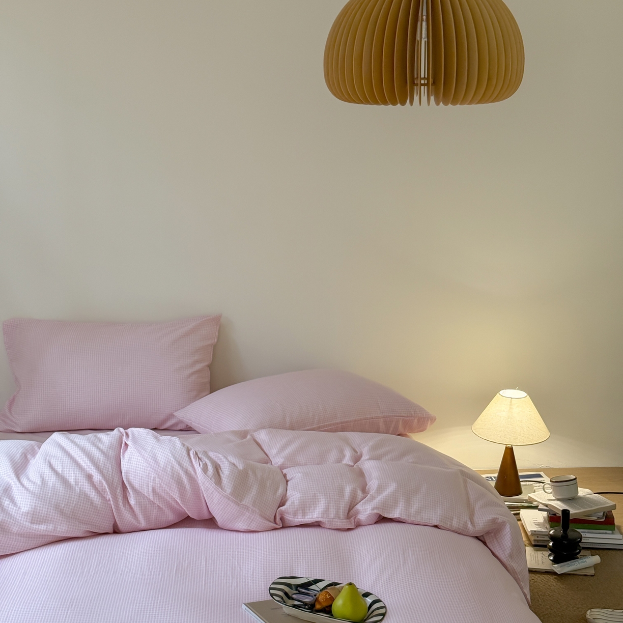 91家纺网 家纺一手货源 找家纺 （总）窝米 2025新品全棉纯棉双层纱简约条格四件套系列第一组