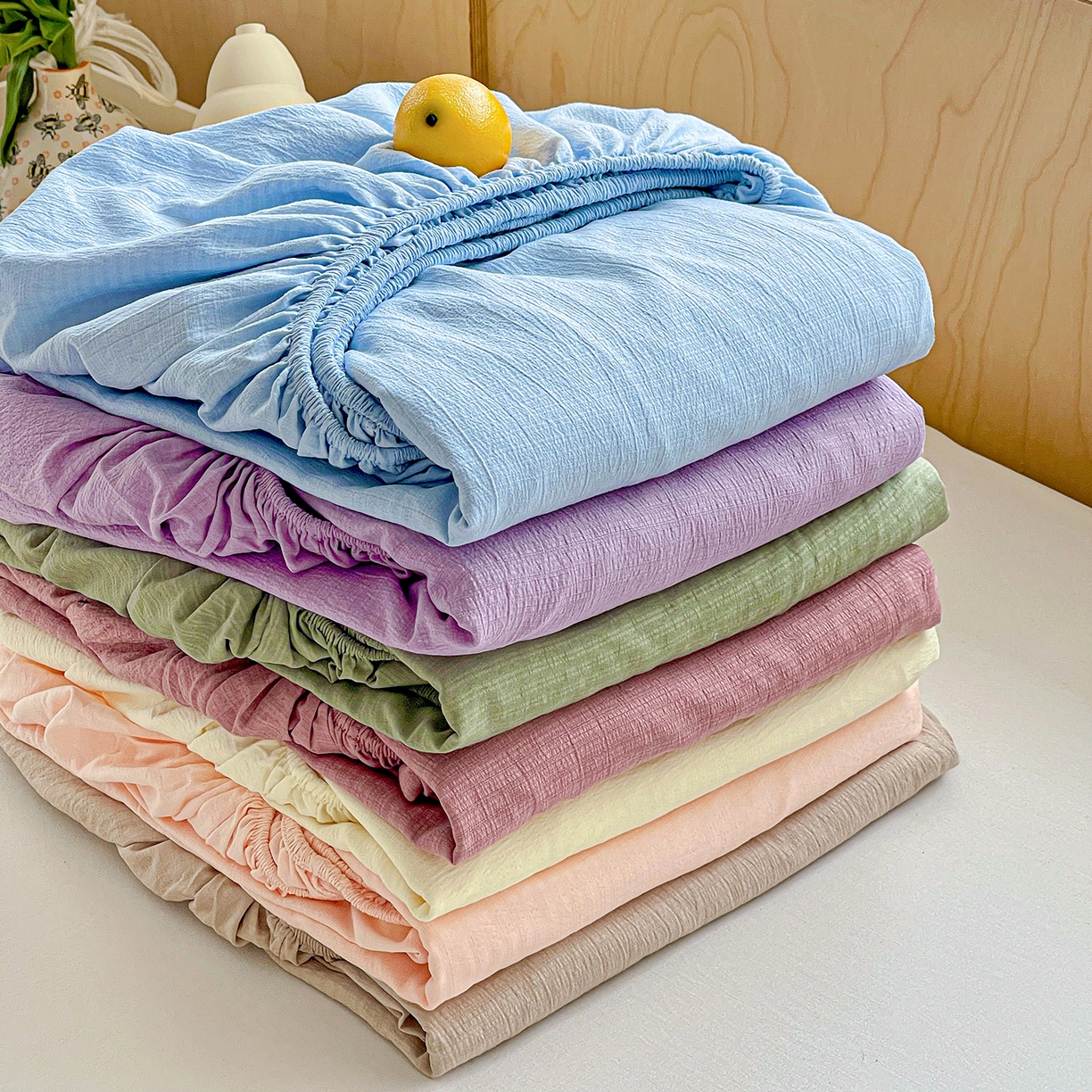 91家纺网 家纺一手货源 找家纺 （总）卡迪熊家纺 2025新款超柔云感双层纱床笠