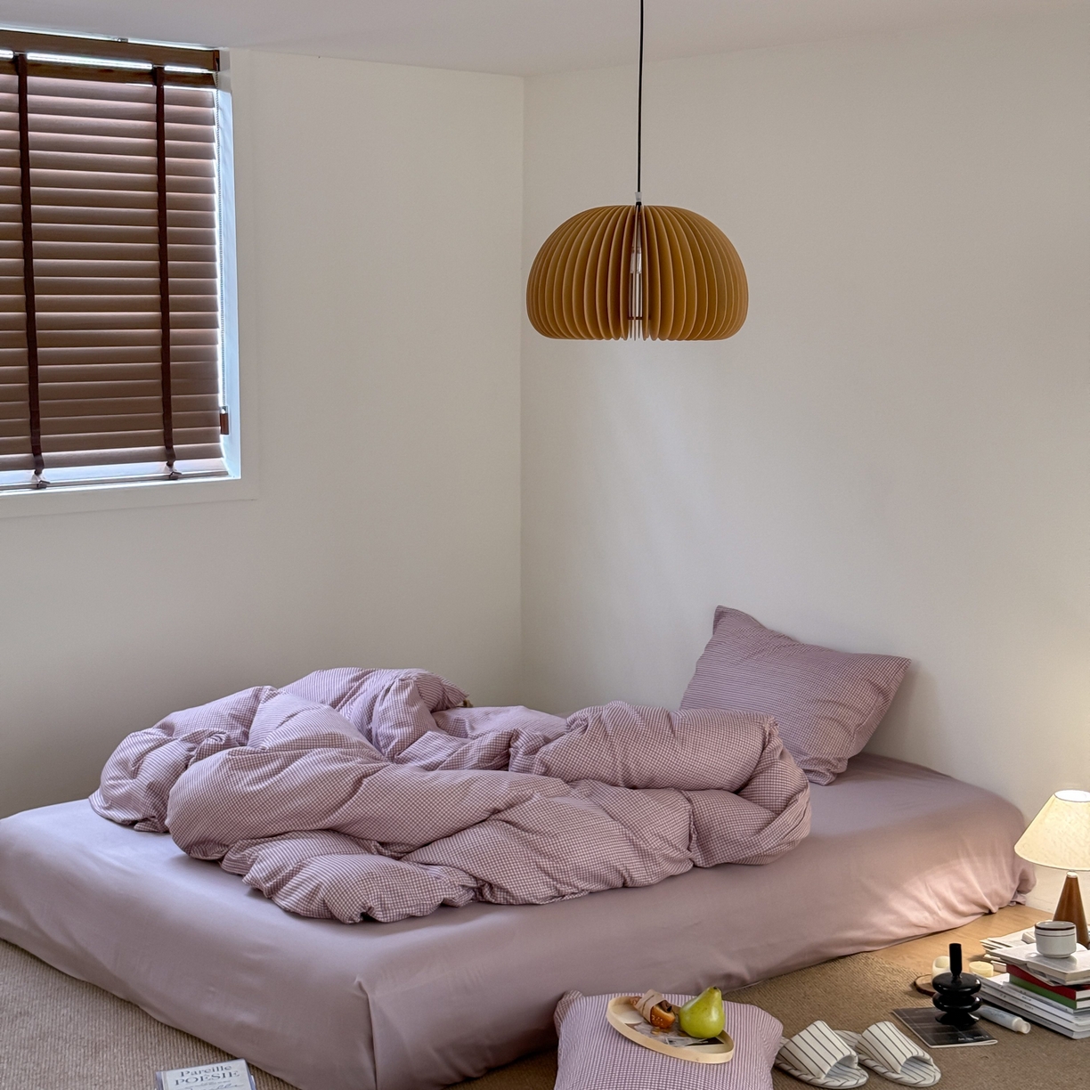 91家纺网 家纺一手货源 找家纺 窝米 2025新品全棉纯棉双层纱简约条格四件套系列第一组 品小格-紫