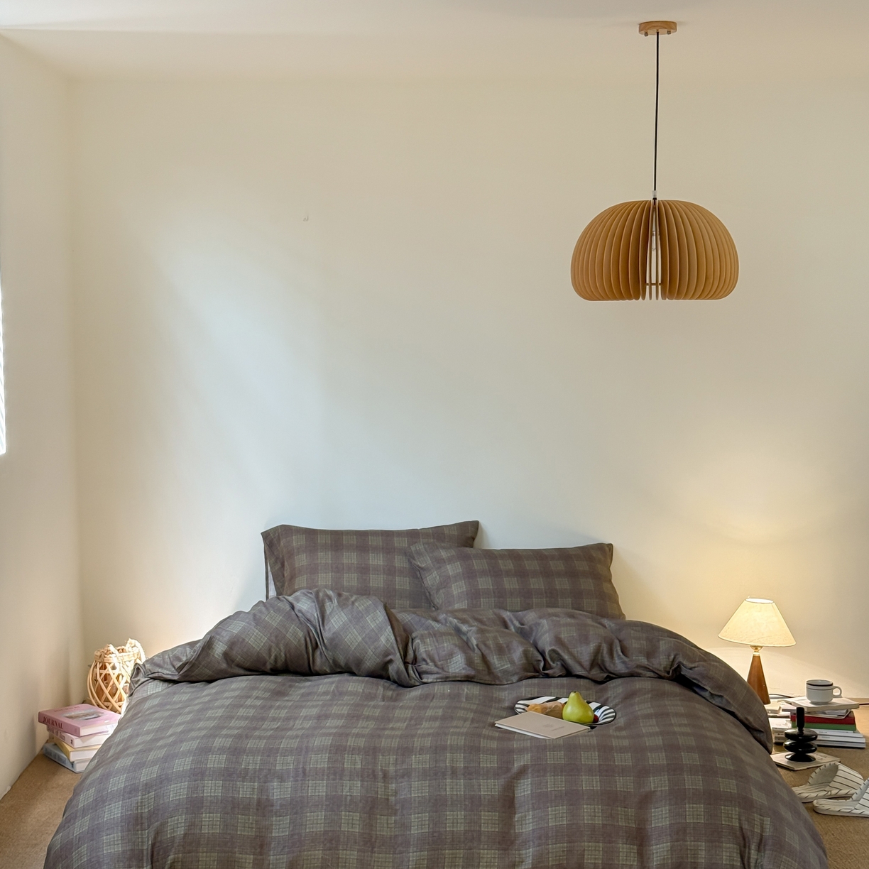 91家纺网 家纺一手货源 找家纺 窝米 2025新品全棉纯棉双层纱简约条格四件套系列第一组 致在-绿